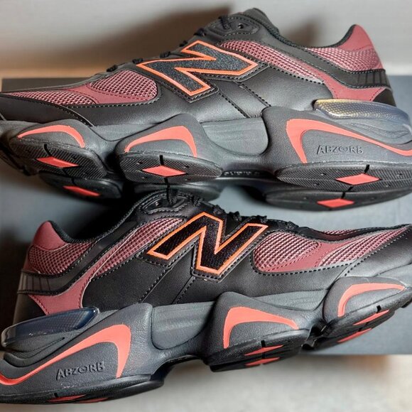 New Balance 9060 Men\'s Sz 12 Athletic Shoes Black Red Sneakers | **New** main image 4